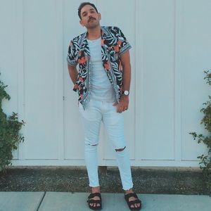 Black and White floral Topman shirt